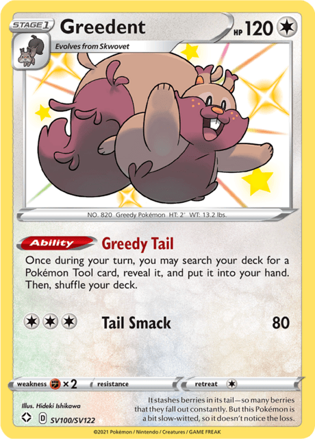 Greedent - #SV100/SV122 - Pokémon Sword & Shield - Shining Fates