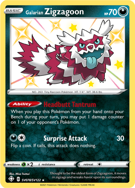 Galarian Zigzagoon - #SV78/SV122 - Pokémon Sword & Shield - Shining Fates