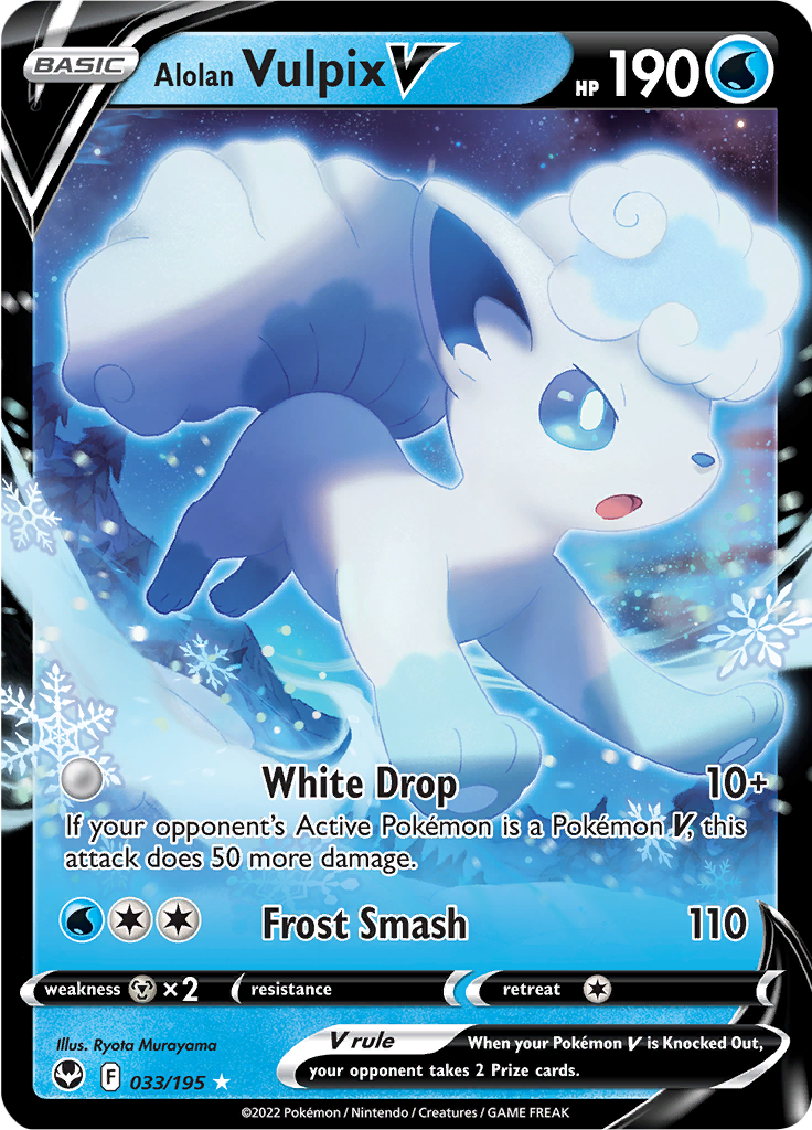 Alolan Vulpix V - #33/195 - Pokémon Sword & Shield - Silver Tempest