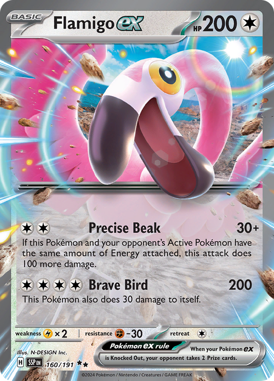 Flamigo ex - #160/191 - Pokémon Scarlet & Violet - Surging Sparks