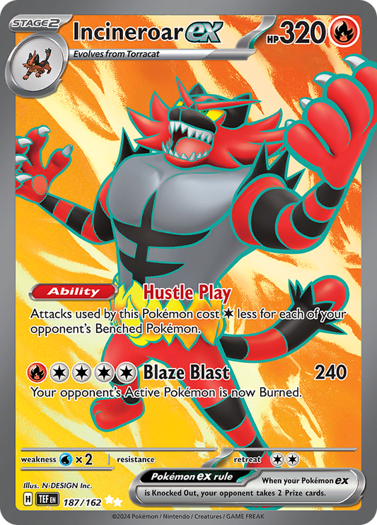 Incineroar ex - #187/162 - Pokémon Scarlet & Violet - Temporal Forces