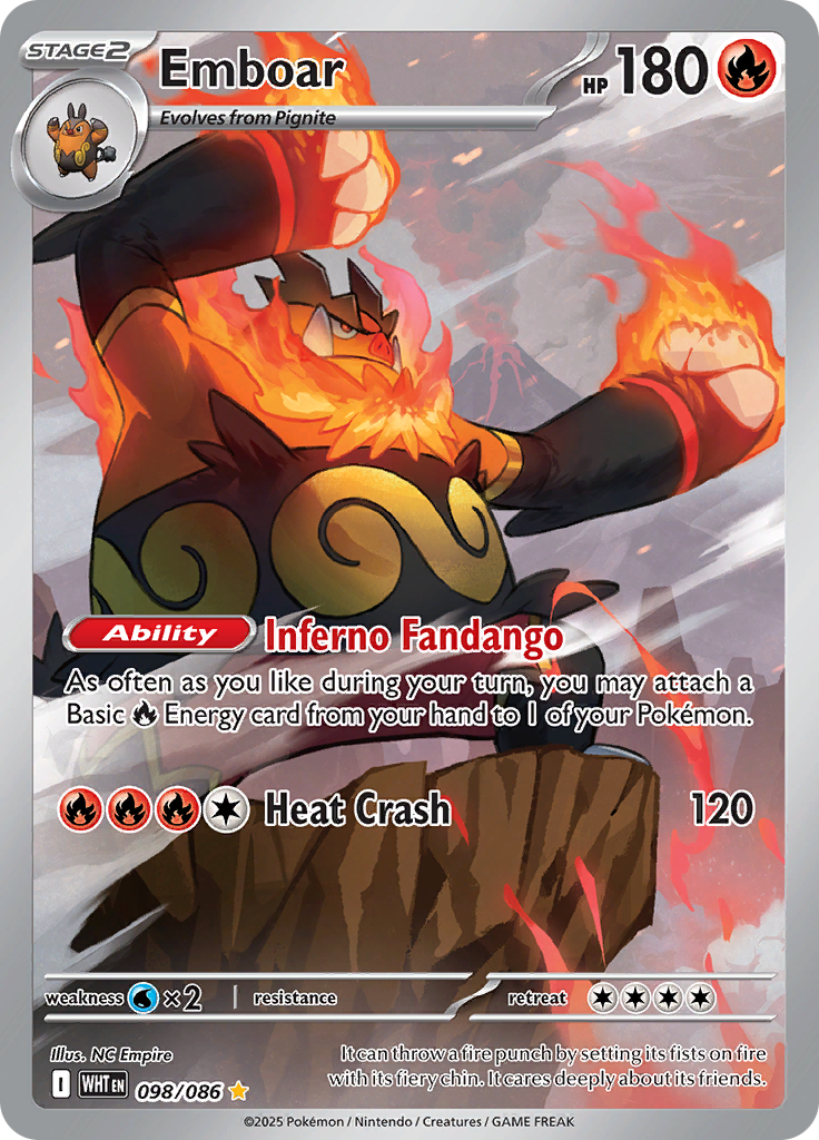 Emboar - #098/086 - Pokémon Scarlet & Violet - White Flare