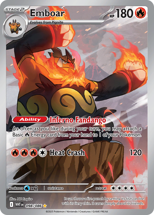Emboar - #098/086 - Pokémon Scarlet & Violet - White Flare