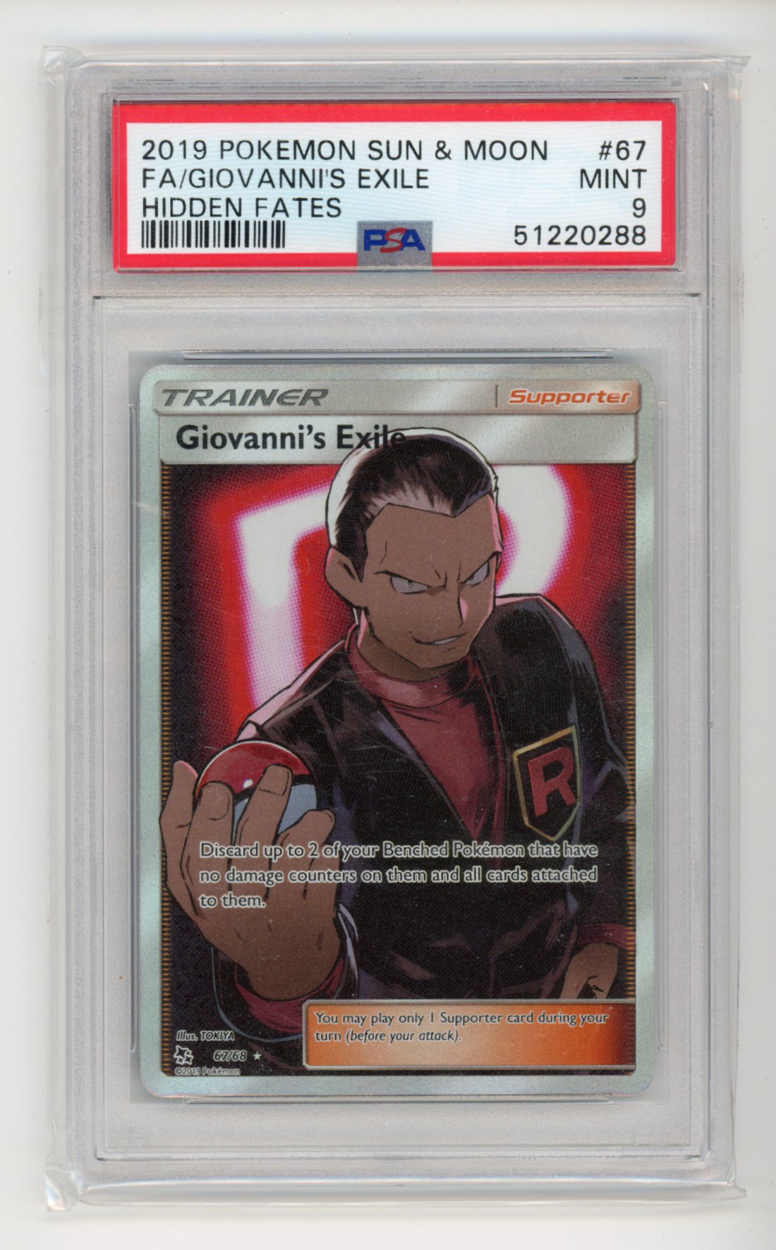 Giovanni's Exile - #67/68 PSA 9 - Pokémon Sun & Moon: Hidden Fates