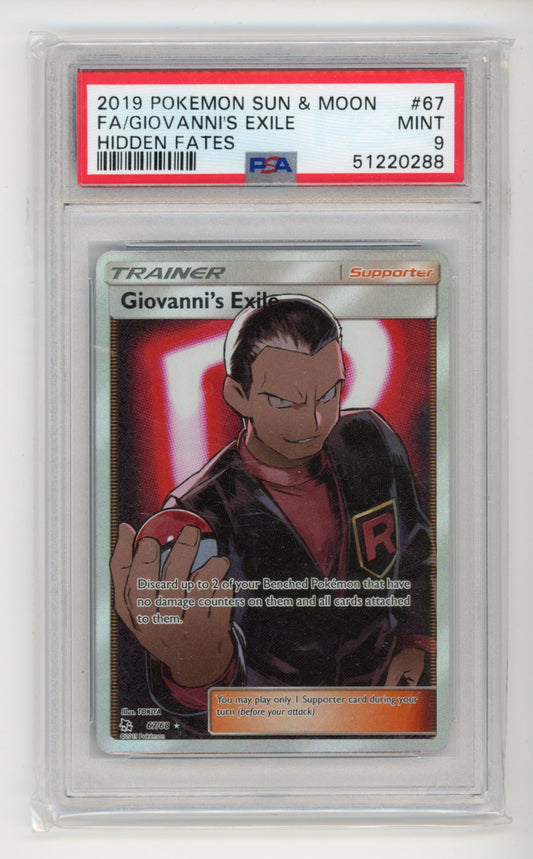 Giovanni's Exile - #67/68 PSA 9 - Pokémon Sun & Moon: Hidden Fates