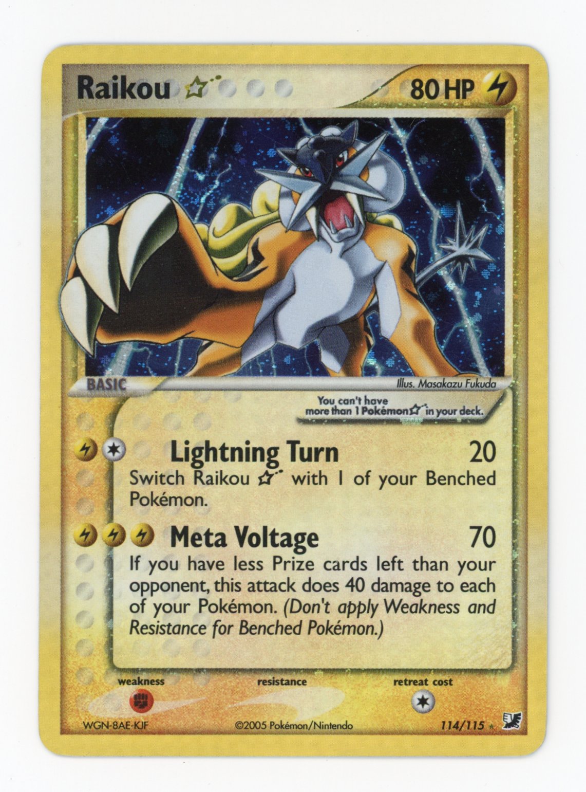 Raikou Gold Star - #114/115 - Pokémon Ex Series - Ex Unseen Forces
