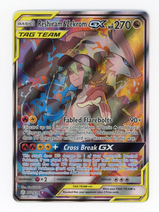 Reshiram & Zekrom GX - #222/236 - Pokémon Sun & Moon - Cosmic Eclipse