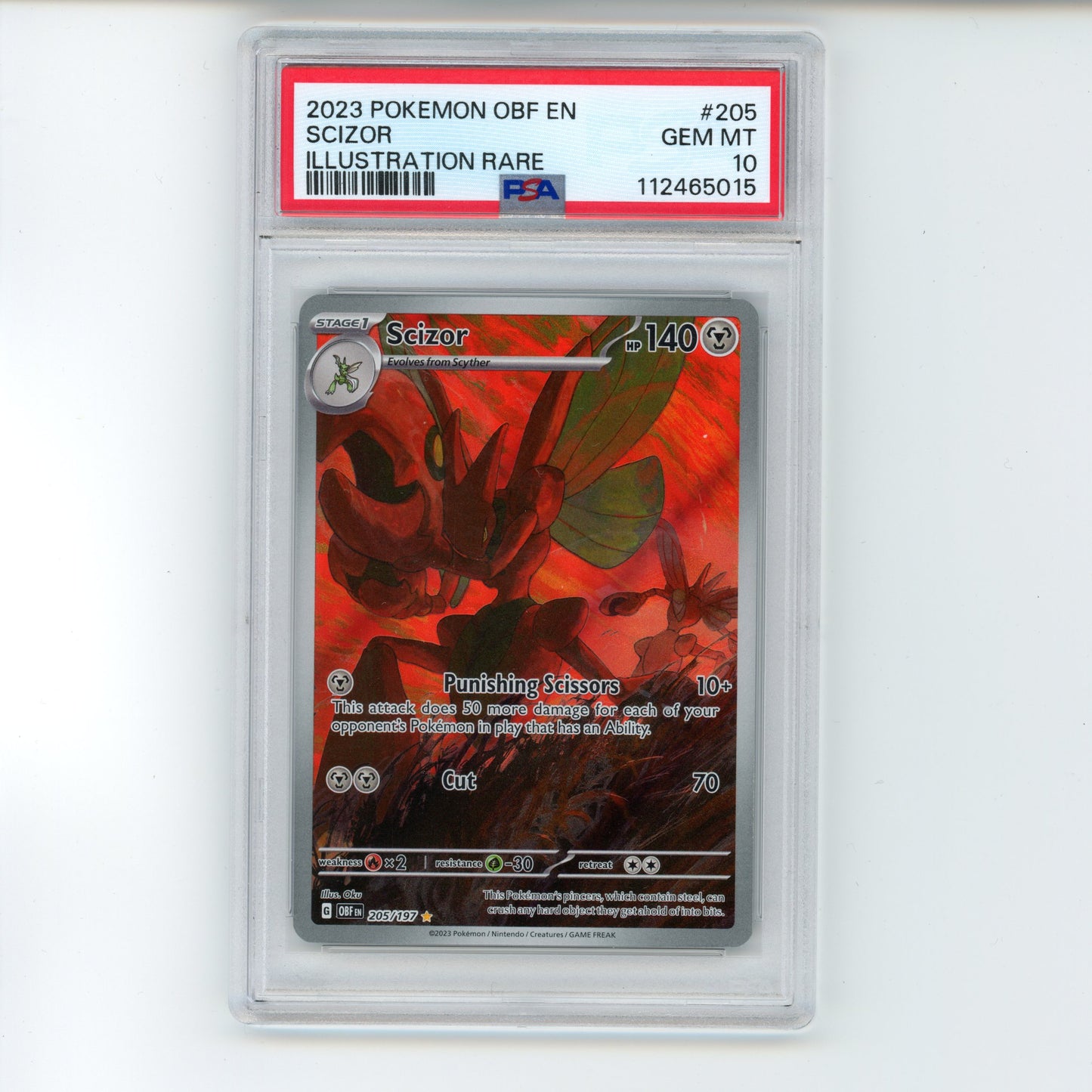 Scizor - #205 PSA 10 - Pokémon Scarlet & Violet - Obsidian Flames