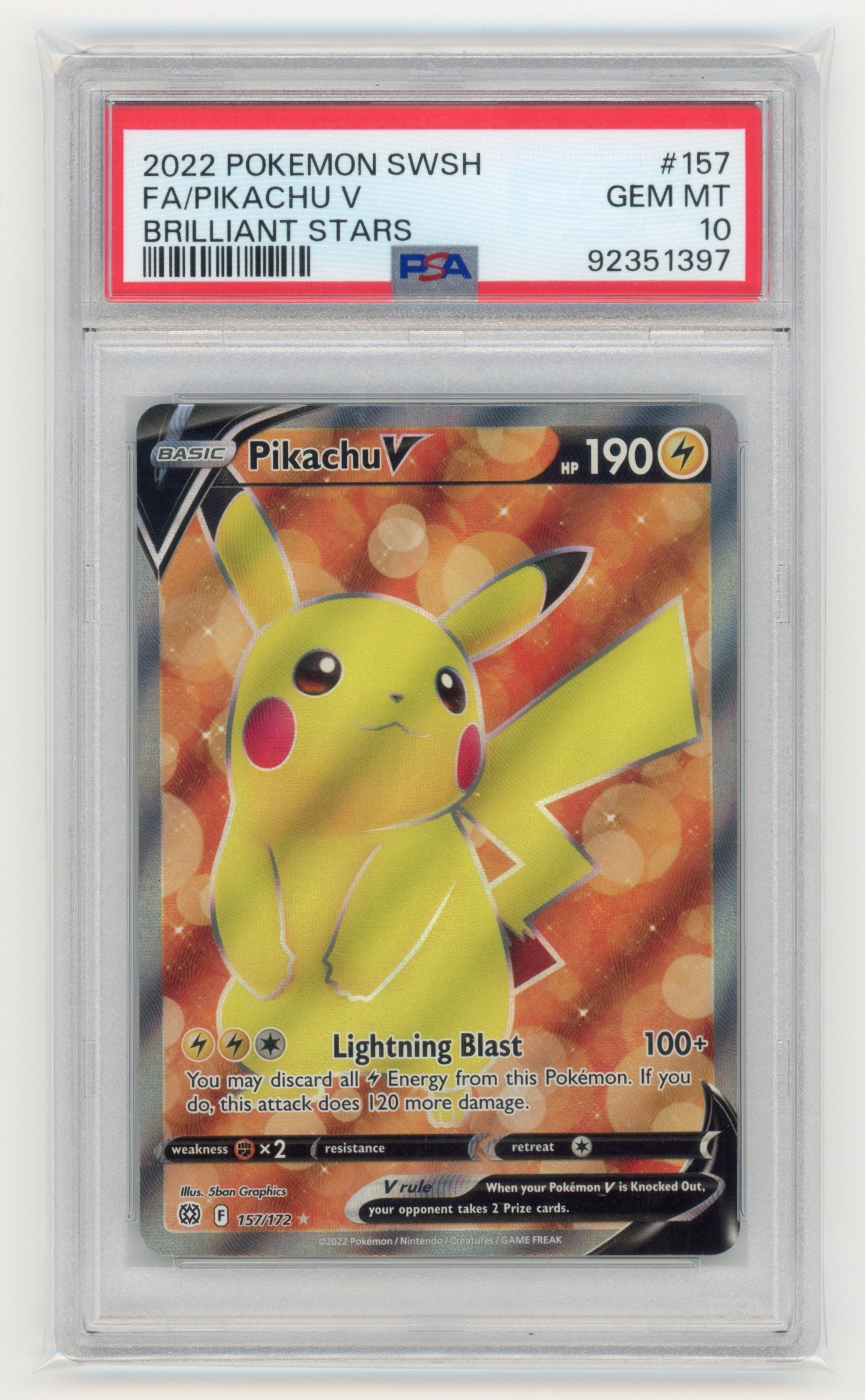 Pikachu - #157 PSA 10 - Pokémon Sword & Shield: Vivid Voltage