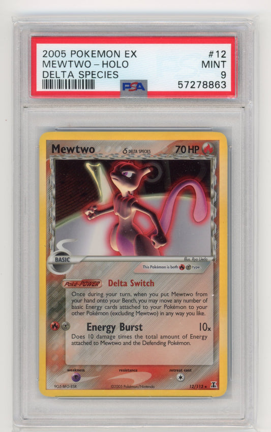 MewTwo Holo - #12/113 PSA 9 - Pokémon EX Ruby & Sapphire: Delta Species