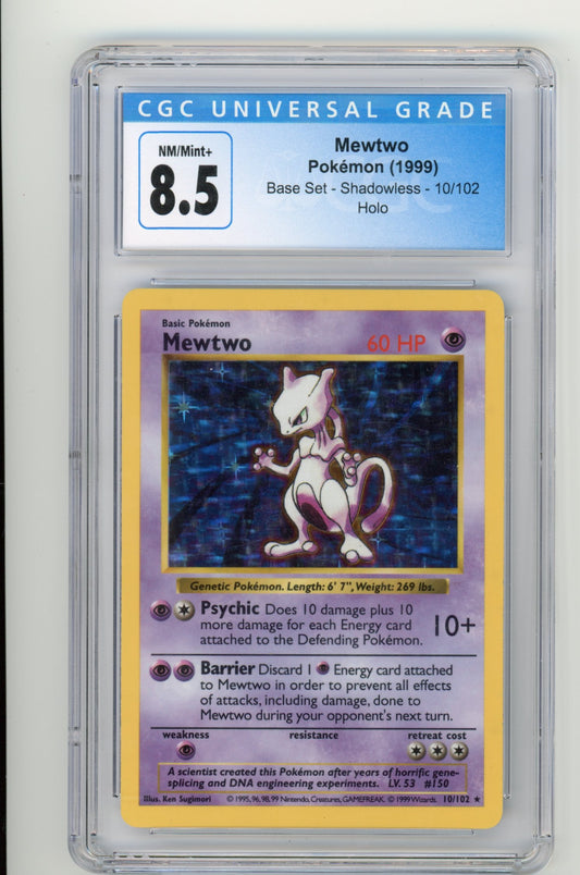 Mewtwo - #10/102 CGC 8,5 - Pokémon Base Set Shadowless