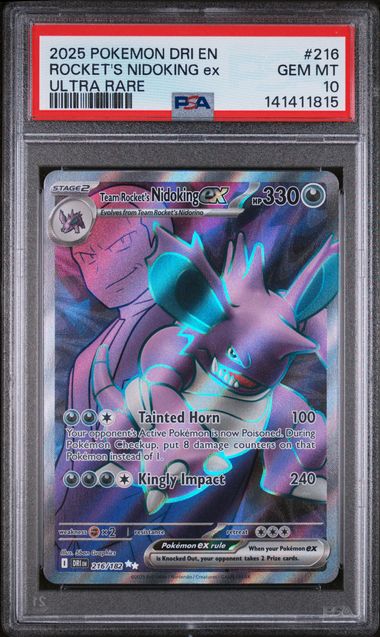 Team Rocket's Nidoking Ex - #216 PSA 10 - Pokémon Mega Evolution: Destined Rivals