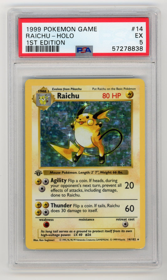 Raichu Holo 1st Edition - #14 PSA 5 - Pokémon Base Set