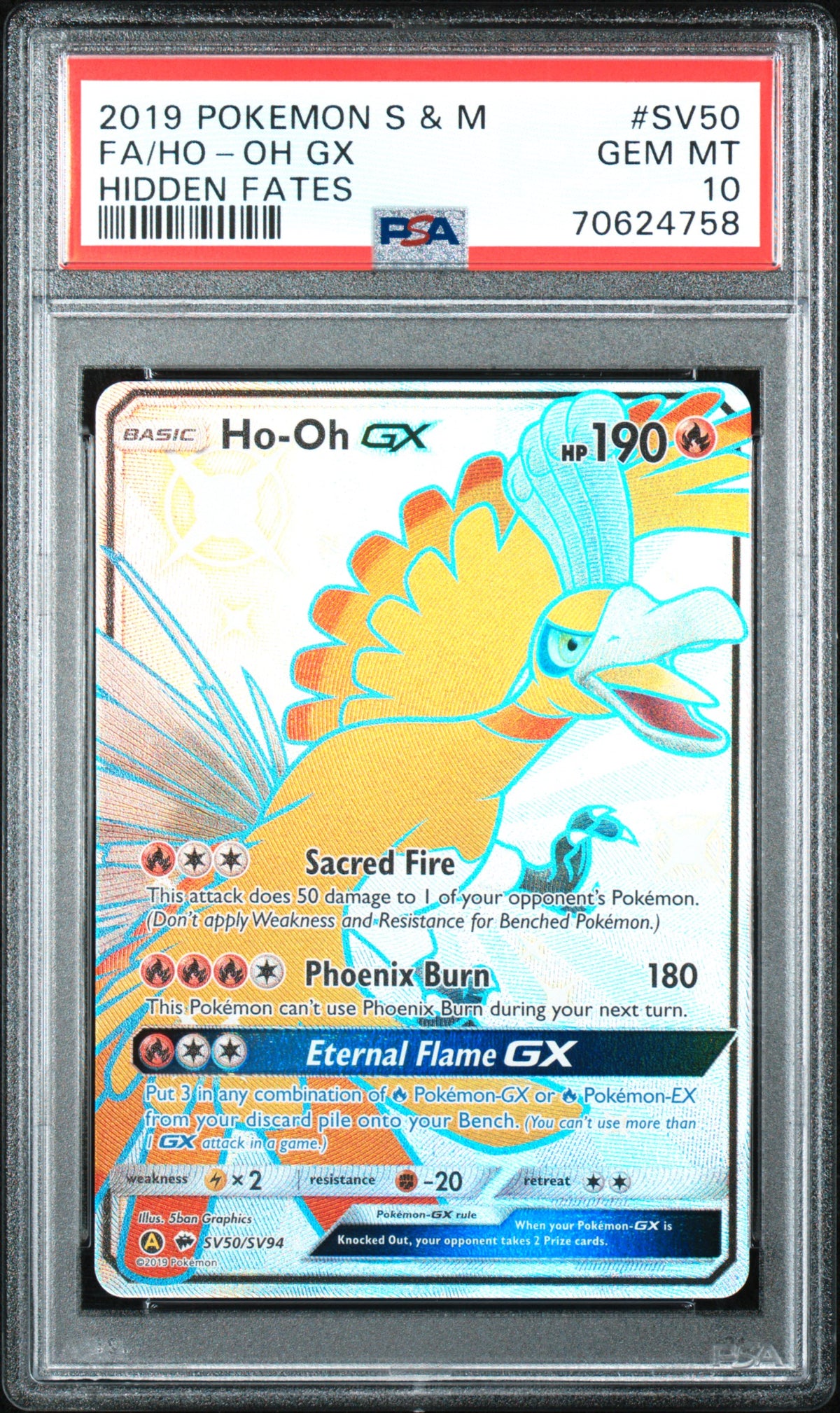 PSA 10 Ho-Oh-GX SV50/SV94 - POKEMON SUN & MOON HIDDEN FATES
