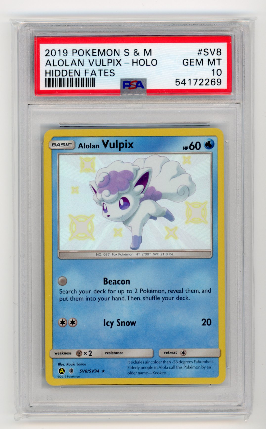 Alolan Vulpix - #SV8/SV94 PSA 10 - Pokémon Sun & Moon: Hidden Fates